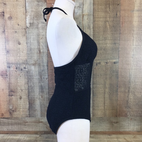 NWT Mossimo Swim Black One Piece Swimsuit Womens Large Halter - Picture 8 of 15